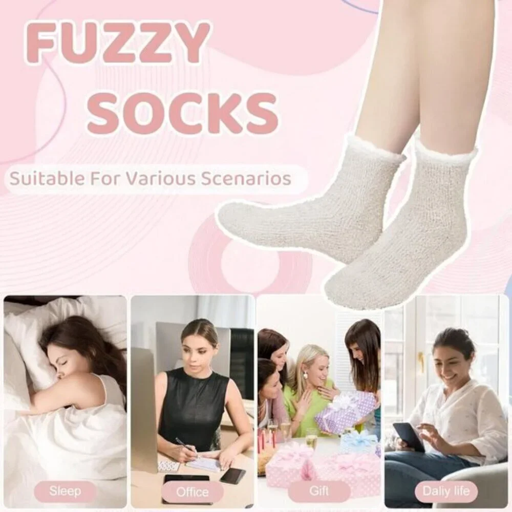 7-Pair Women’s Fuzzy Socks Cozy Warm Fluffy Christmas Winter Gift Set